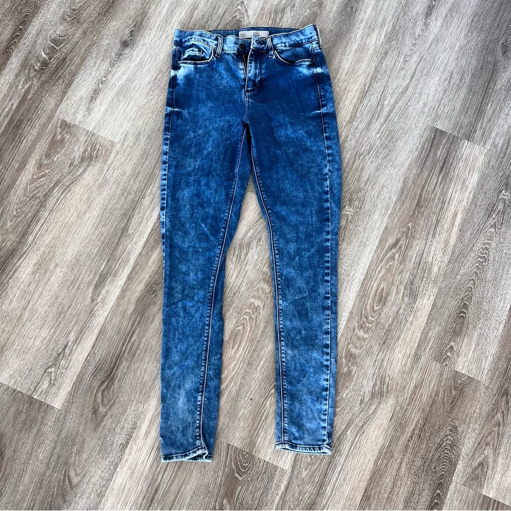 Topshop Moto Leigh Acid Wash skinny jeans 26 stretchy